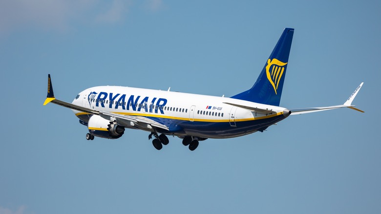 Ryanair airplane in sky