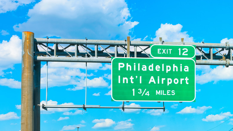 Sign to Philadelphia Airport