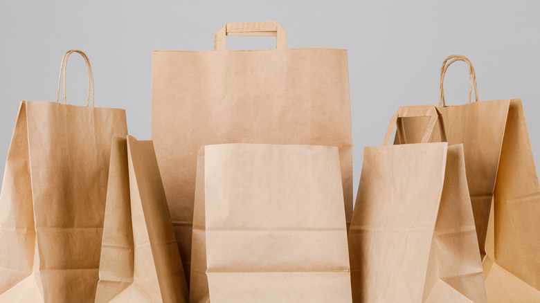 bunch of paper grocery bags