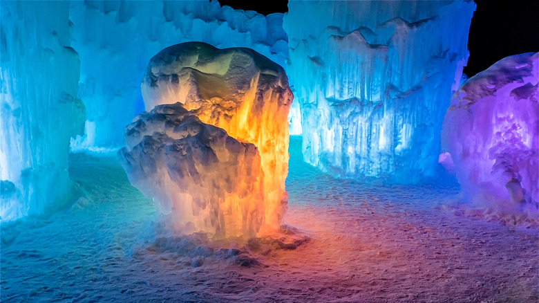 Ice Castles formation with lights