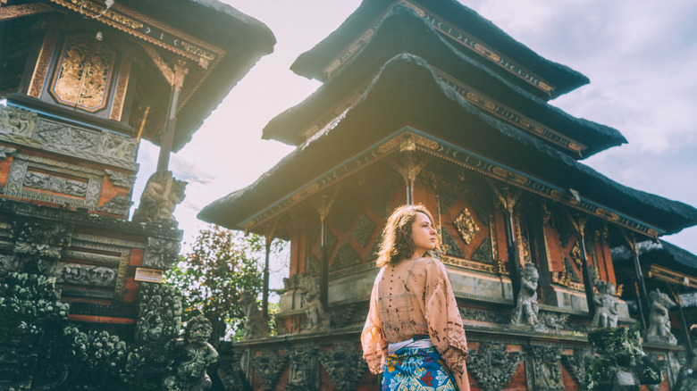 Woman walking through Ubud in Bali