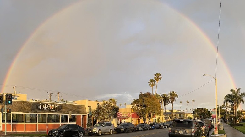 rainbow over The Hangout restaurant