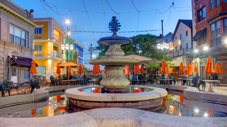 A fountain in Providence's DePasquale Square