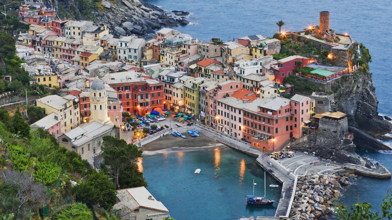 Aerial view of Vernazza, Italy