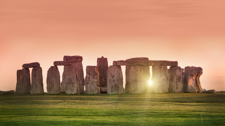 Stonehenge with sunset in England