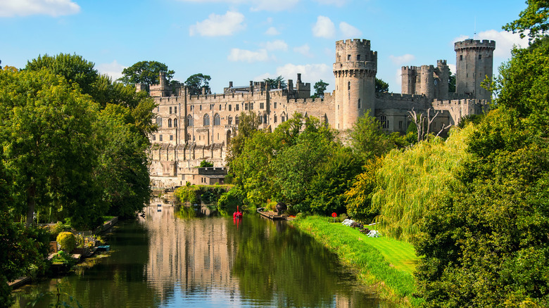 Castle by stream in England, UK