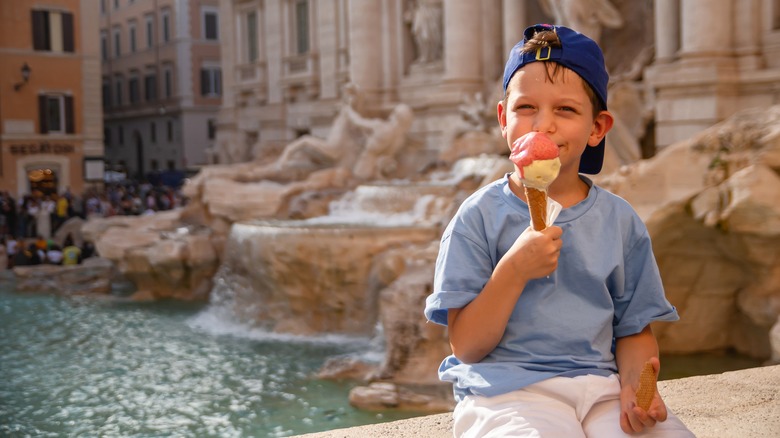 Boy at Trevi Fountain