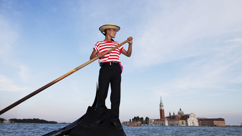 Venice gondola ride gondolier