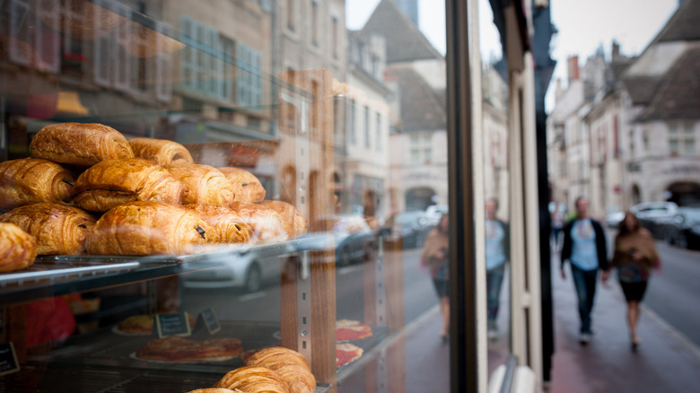 Croissants in a French bakery