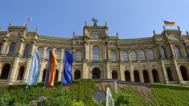 Stately building with flags