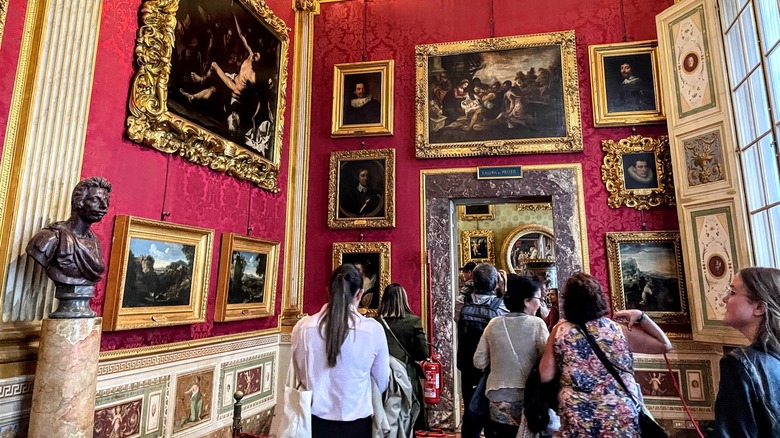 Tourists in an art museum