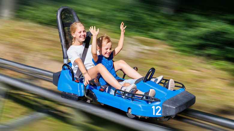 Children enjoying a mountain coaster