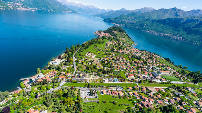 Lake Como and Bellagio from air