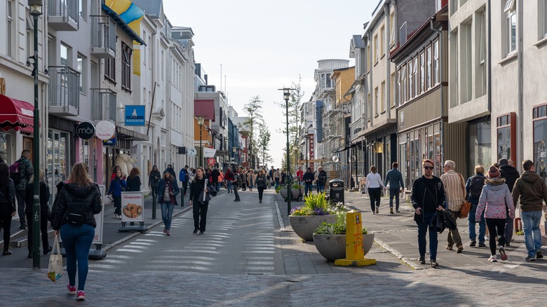 tourists in Reykjavik, Iceland