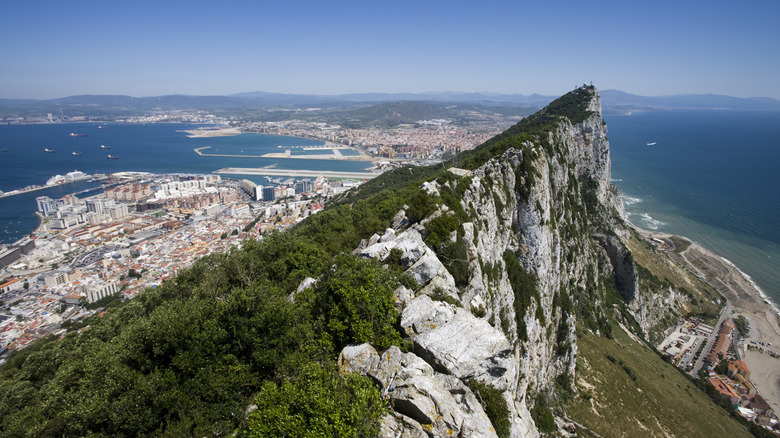 Aerial view of the British Rock of Gibraltar.