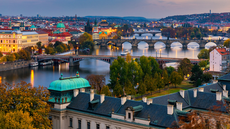 Aerial view of Prague from Letná Park