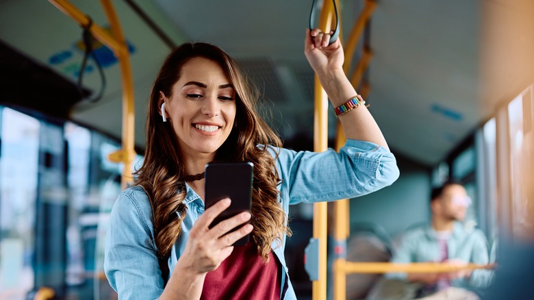 Woman on bus