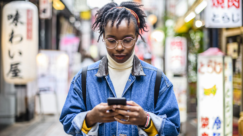 tourist using phone