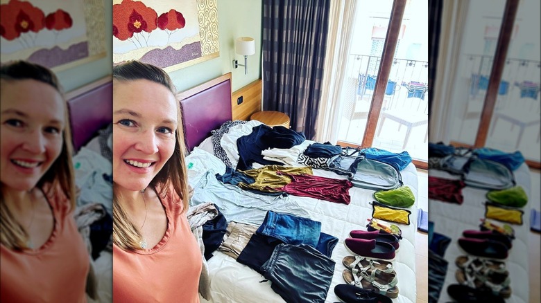 Sarah Murdoch with travel clothing