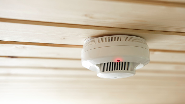 smoke detector with light on