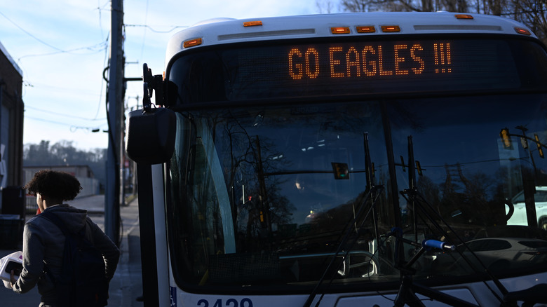 Philadelphia bus Go Eagles message