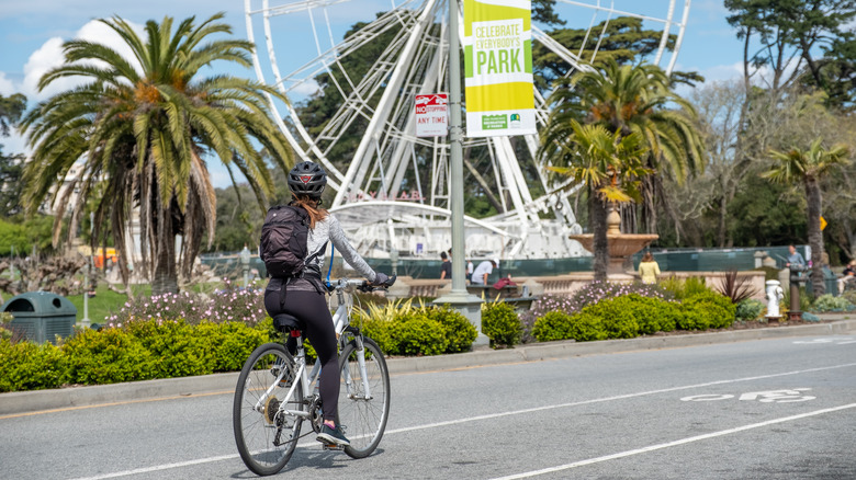 Cyclist Ferris wheel Golden Gate Park