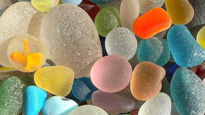 A collection of colorful sea glass