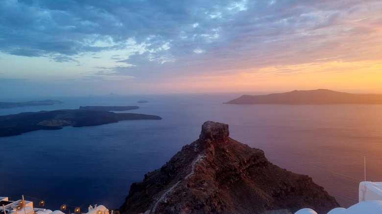 Santorini sunset view from Skaros Rock