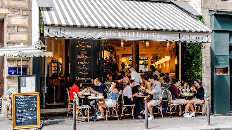 people eating at an outdoor cafe