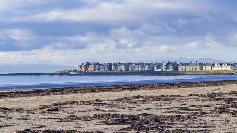 A view of Troon, Scotland, from a beach