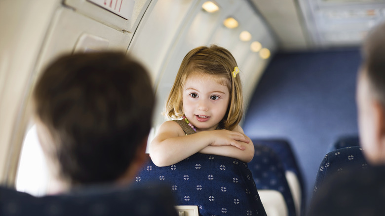 Little girl on plane