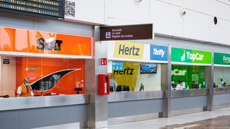 Car rental counters in airport