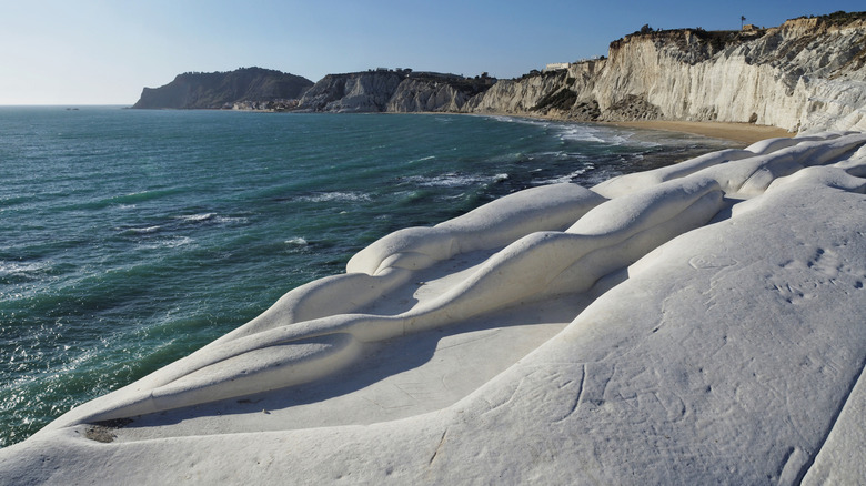 A white marl beach at Scala dei Turchi in Sicily