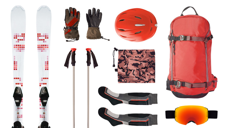 a selection of ski equipment
