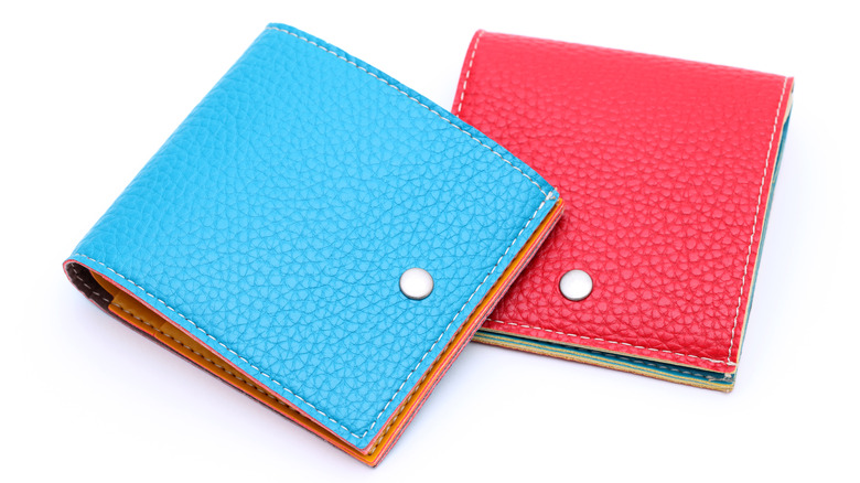 Red and blue wallets