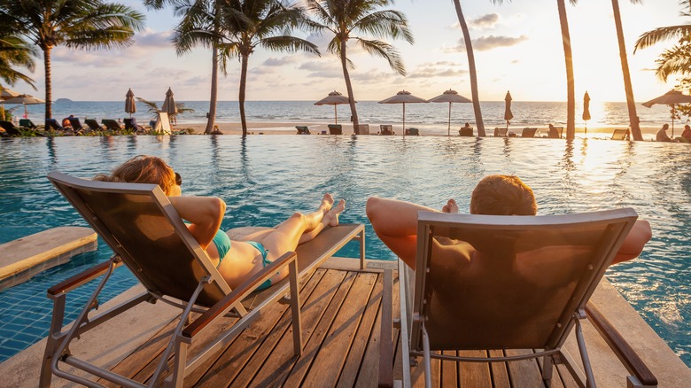 relaxed couple on vacation