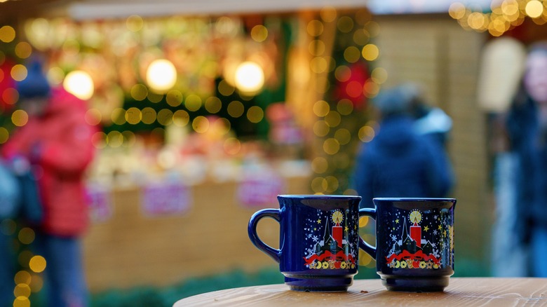 Two Christmas mugs at a German Christmas market