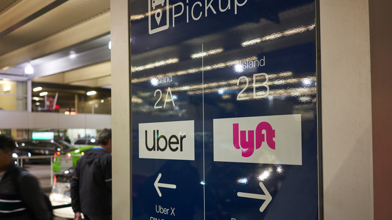 Airport rideshare pickup sign