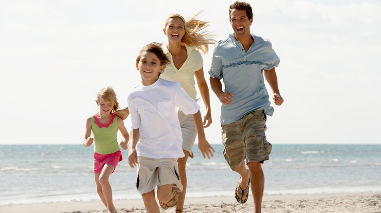 Family enjoying time on the beach