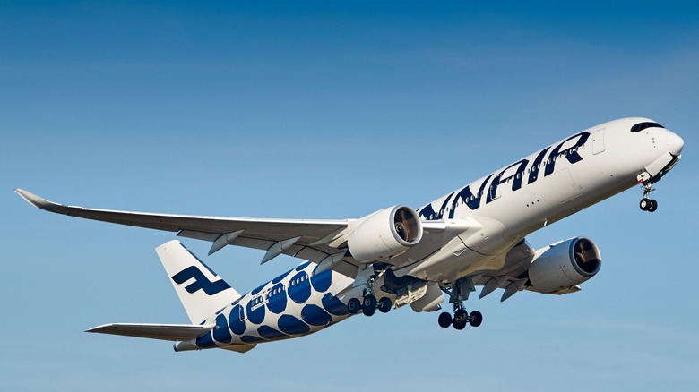 Finnair airplane in flight