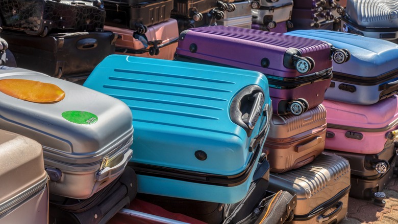 a pile of lost suitcases