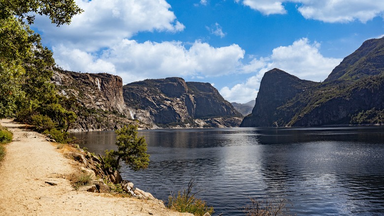 reservoir surrounded by granite cliffs