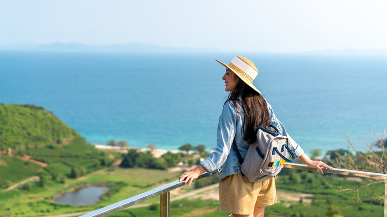 woman enjoying solo trip