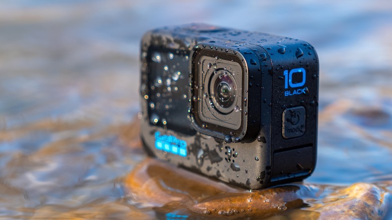 GoPro camera in shallow water