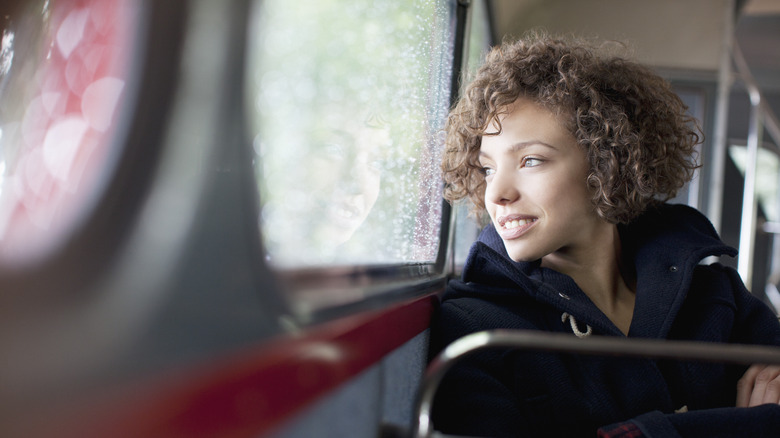 Woman on public transit 