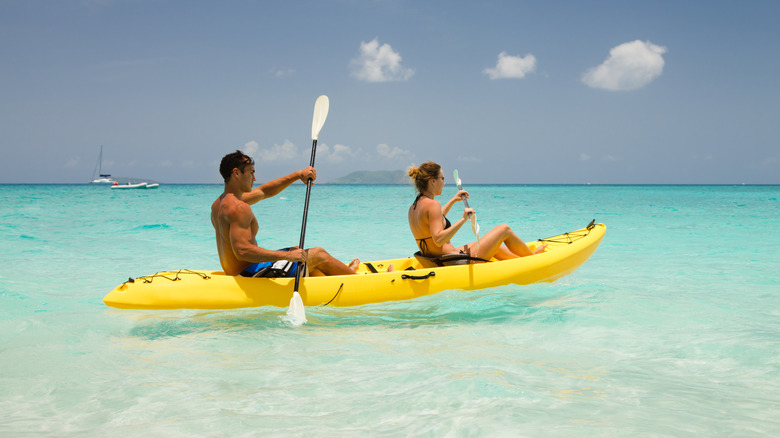 Two kayakers in the Caribbean