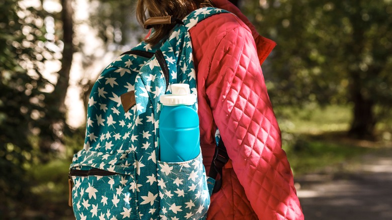 Water bottle in a backpack