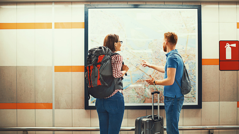 Couple looking at a map