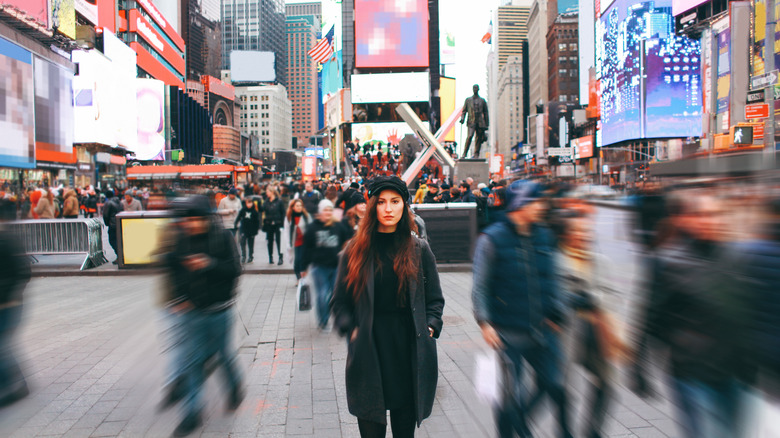 woman in a crowd