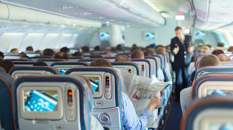 Airplane seats from behind